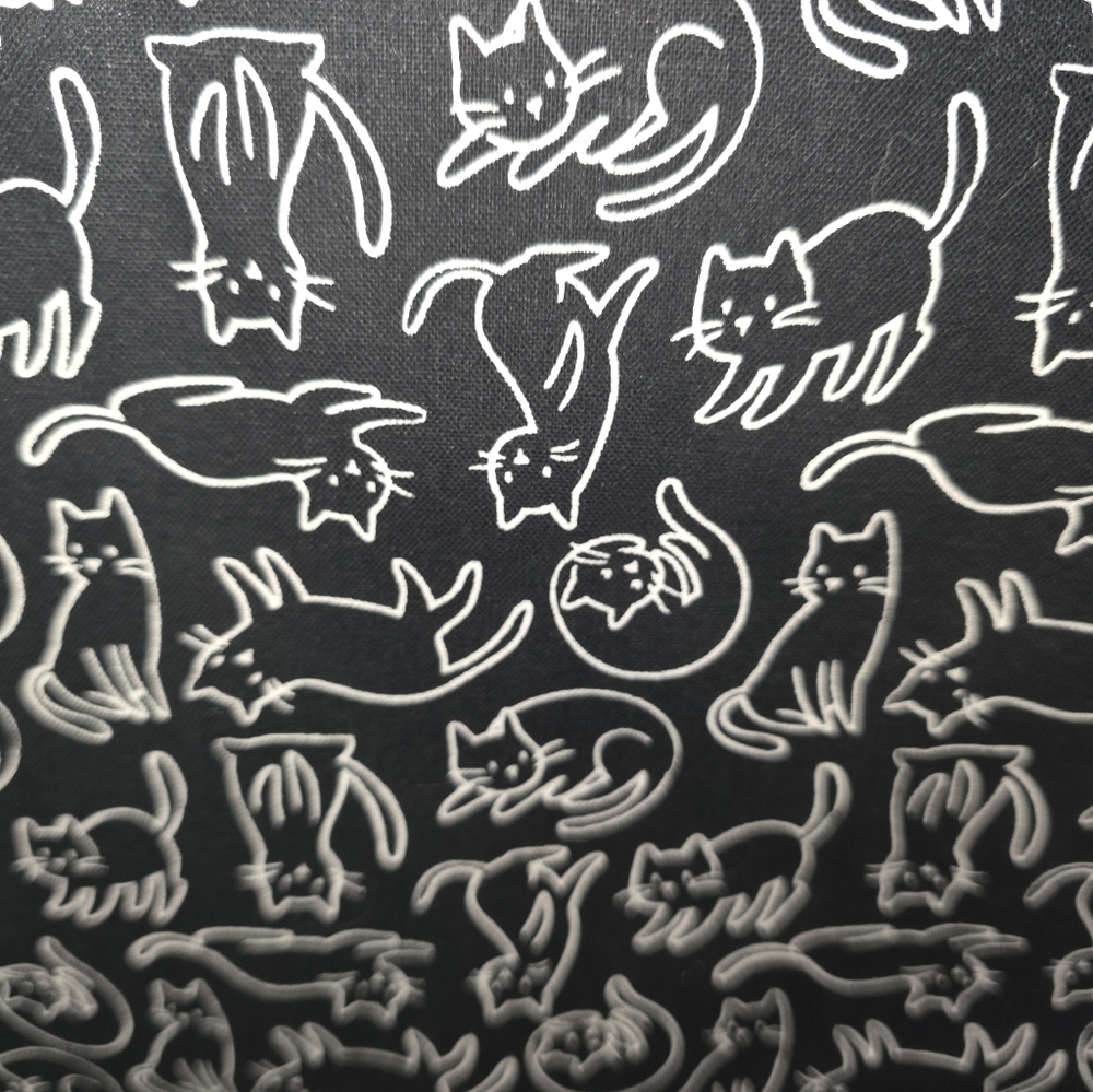 Cat Patterned Black and White Cotton Fabric, 22 Inches Wide X 3 Yards Length.